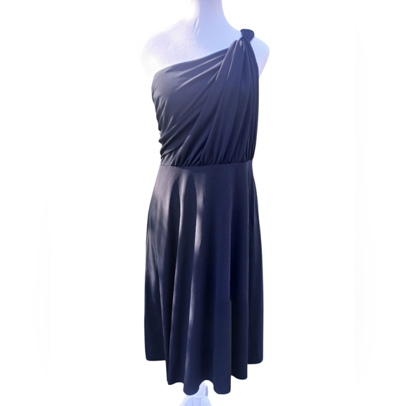 NWT Ann Taylor Elegant Black One-Shoulder Twist Dress Size 8 - Picture 2 of 11